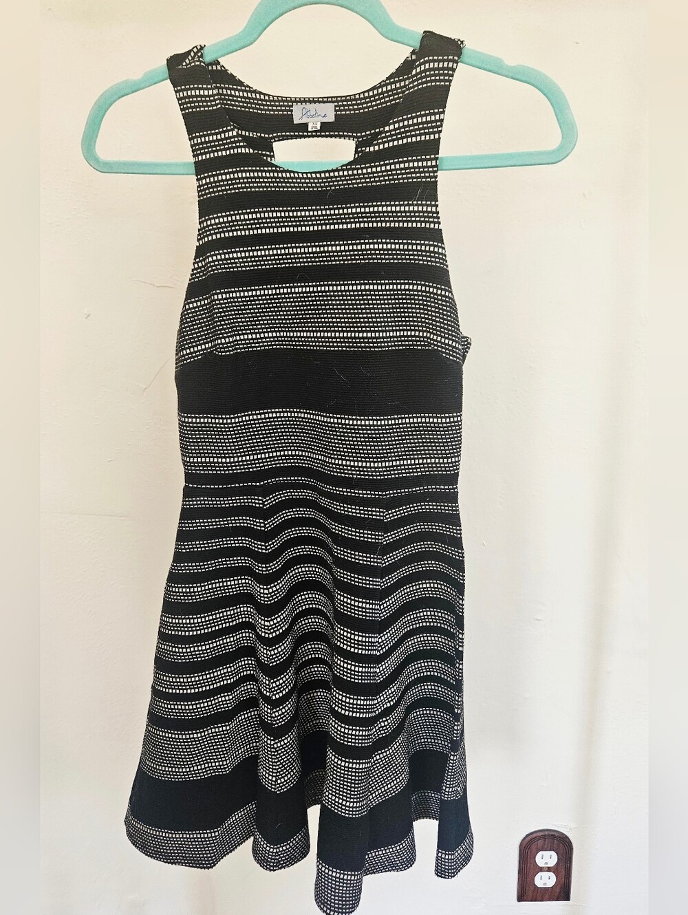 Abbeline Black and White Striped Midi Dress